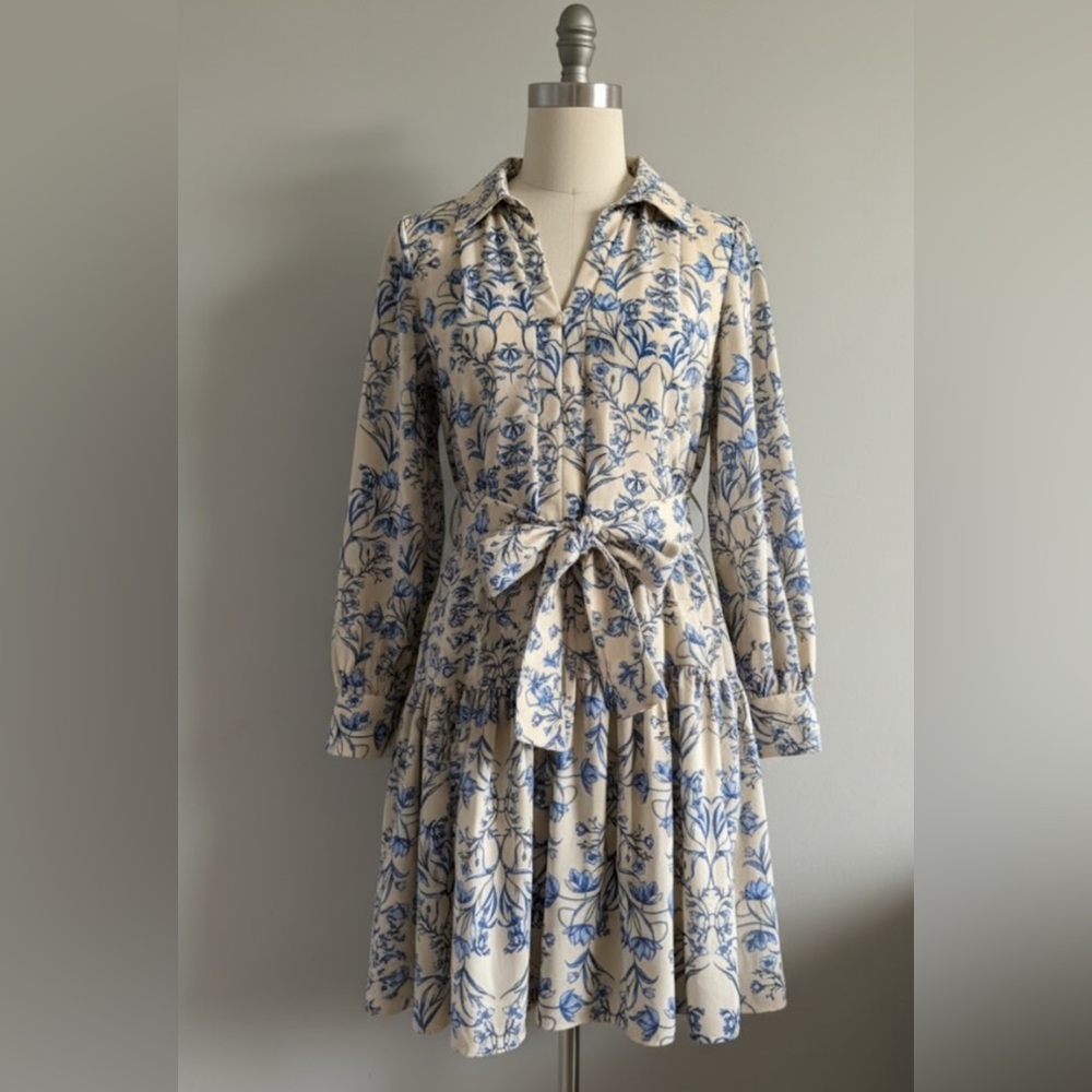 Cynthia Steffe Blue Floral Long Sleeve Dress